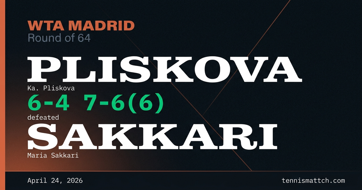 Ka. Pliskova vs Maria Sakkari — Madrid 2026