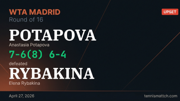 Anastasia Potapova vs Elena Rybakina — Madrid 2026