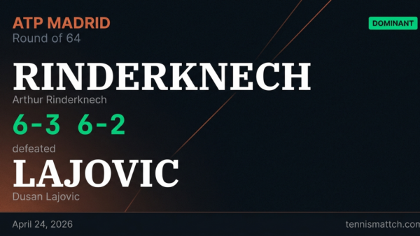 Arthur Rinderknech vs Dusan Lajovic — Madrid 2026