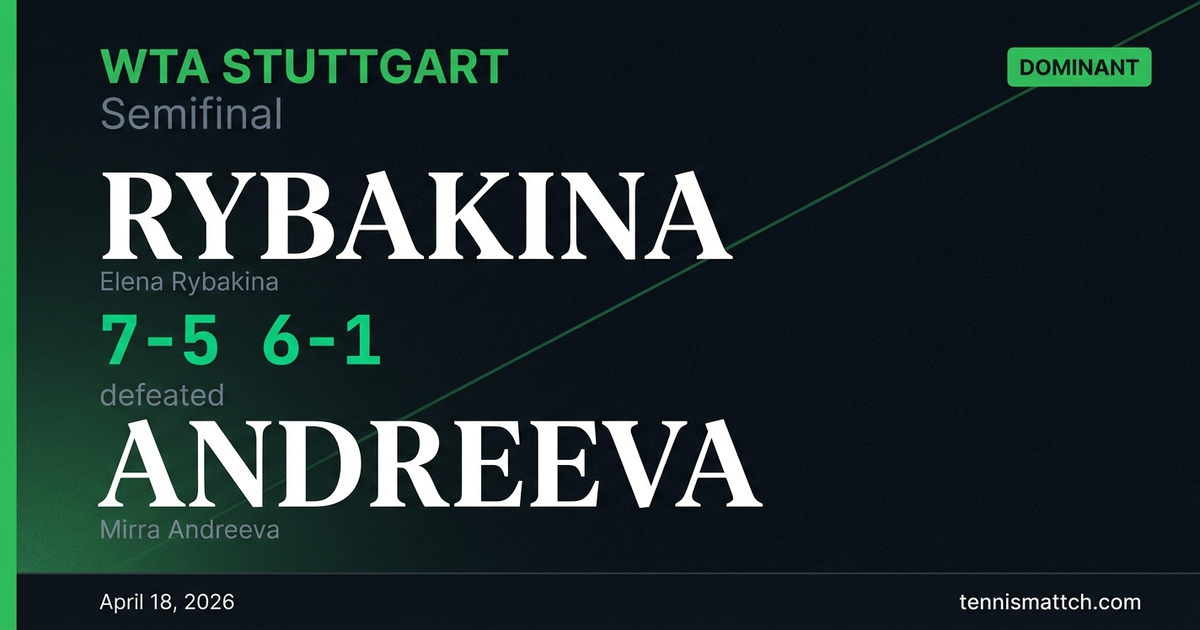 Elena Rybakina vs Mirra Andreeva — Stuttgart 2026