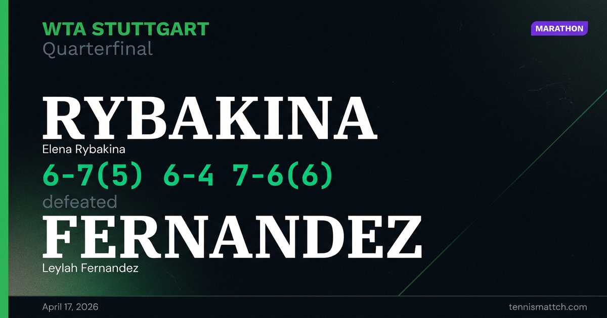 Elena Rybakina vs Leylah Fernandez — Stuttgart 2026
