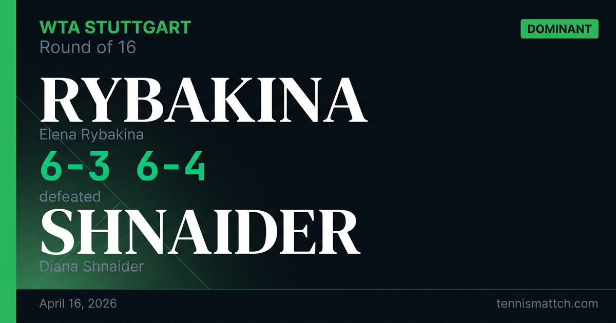 Elena Rybakina vs Diana Shnaider — Stuttgart 2026