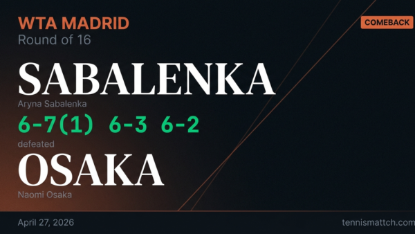 Aryna Sabalenka vs Naomi Osaka — Madrid 2026