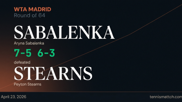 Aryna Sabalenka vs Peyton Stearns — Madrid 2026