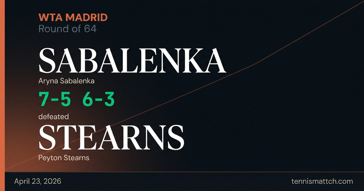 Aryna Sabalenka vs Peyton Stearns — Madrid 2026