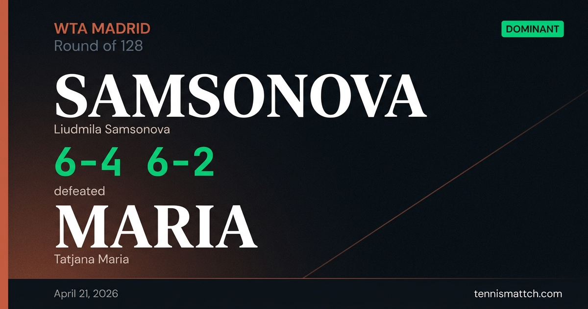 Liudmila Samsonova vs Tatjana Maria — Madrid 2026