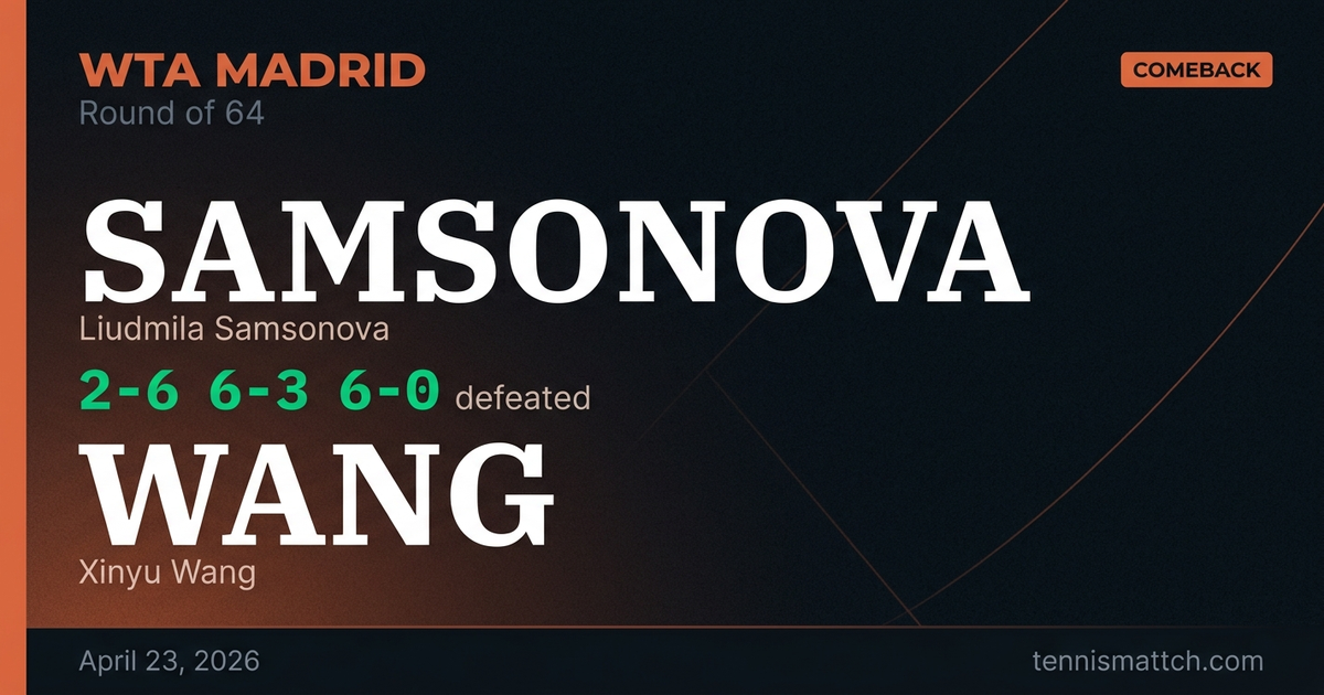 Liudmila Samsonova vs Xinyu Wang — Madrid 2026