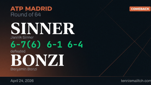Jannik Sinner vs Benjamin Bonzi — Madrid 2026