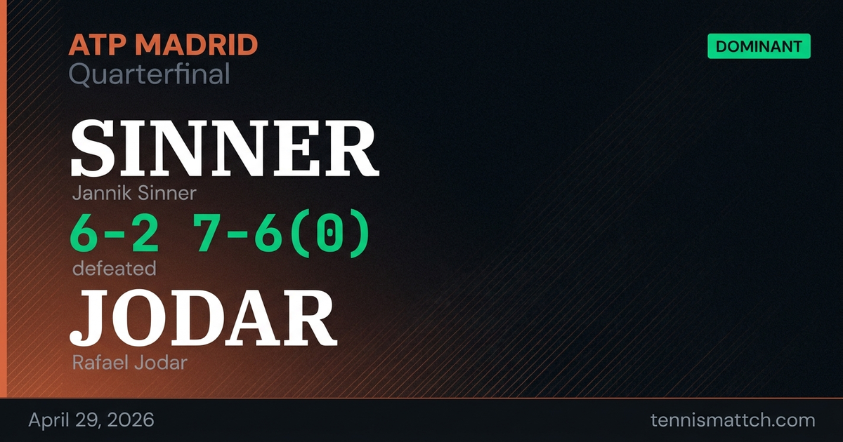 Jannik Sinner vs Rafael Jodar — Madrid 2026