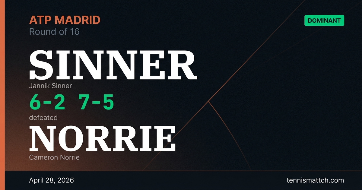 Jannik Sinner vs Cameron Norrie — Madrid 2026