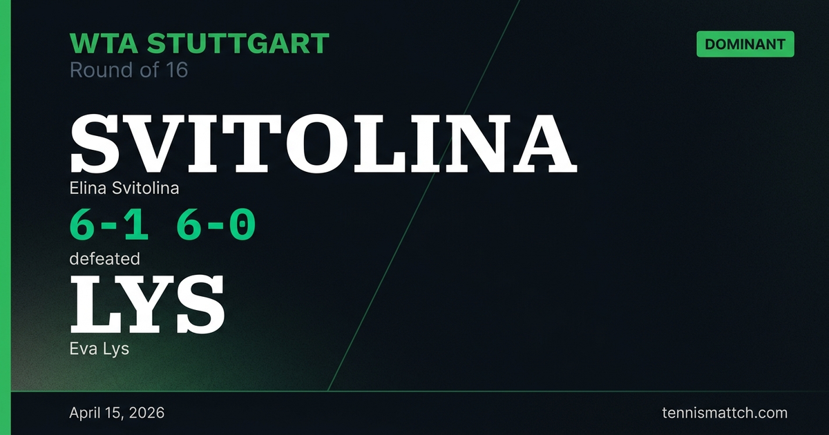 Elina Svitolina vs Eva Lys — Stuttgart 2026