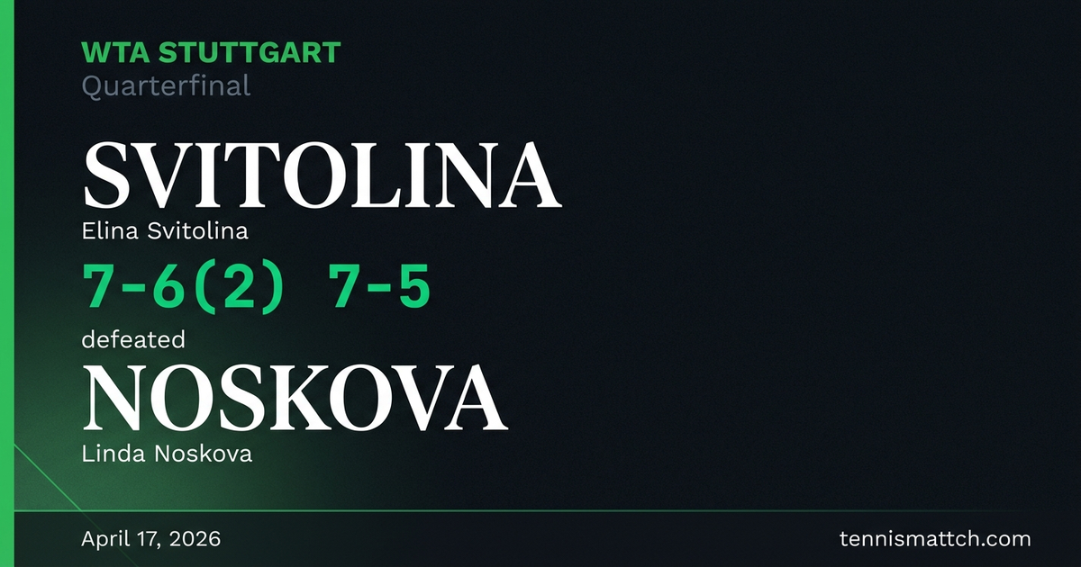 Elina Svitolina vs Linda Noskova — Stuttgart 2026