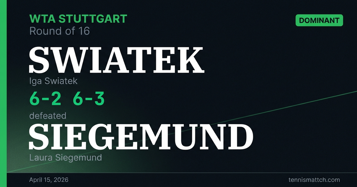 Iga Swiatek vs Laura Siegemund — Stuttgart 2026