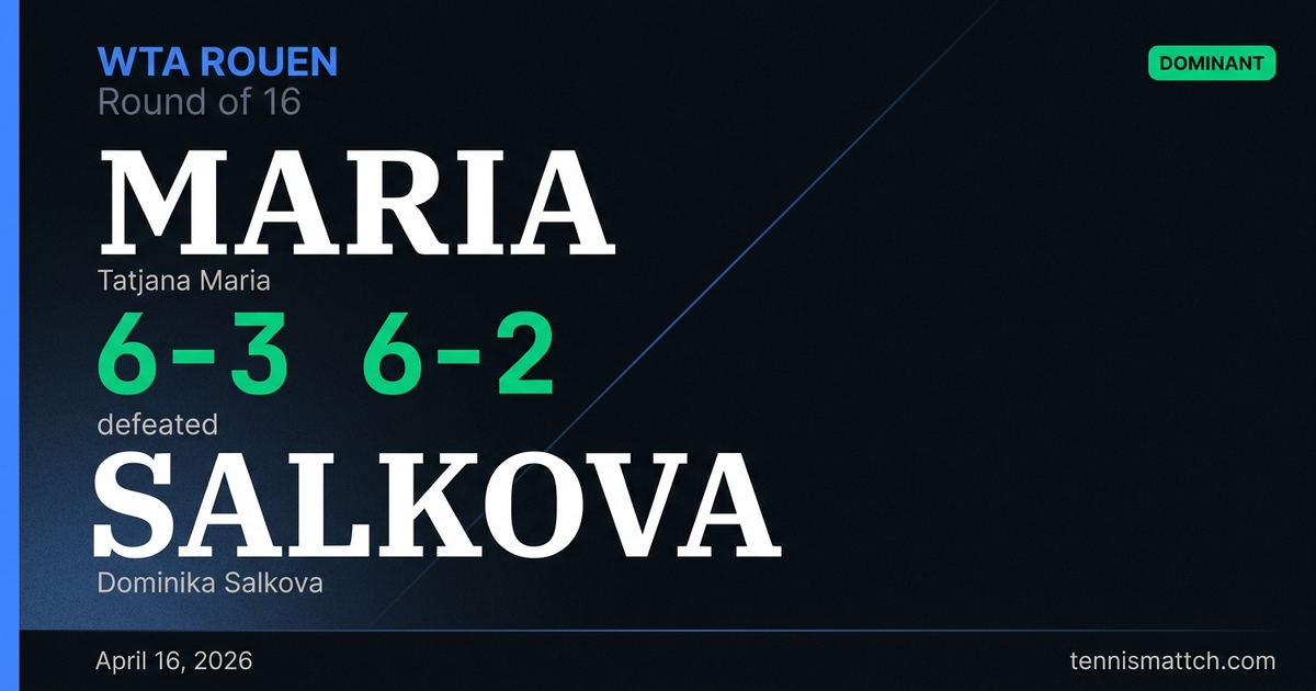 Tatjana Maria vs Dominika Salkova — Rouen 2026