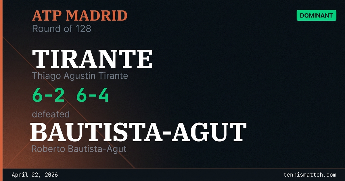 Thiago Agustin Tirante vs Roberto Bautista-Agut — Madrid 2026