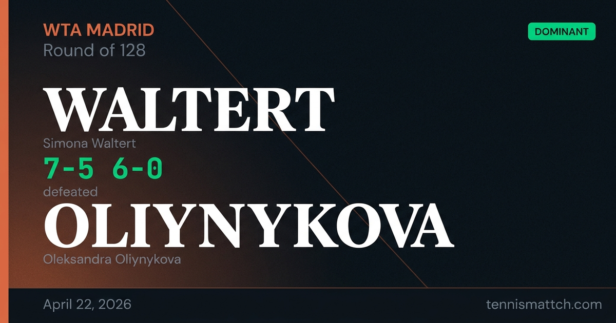 Simona Waltert vs Oleksandra Oliynykova — Madrid 2026