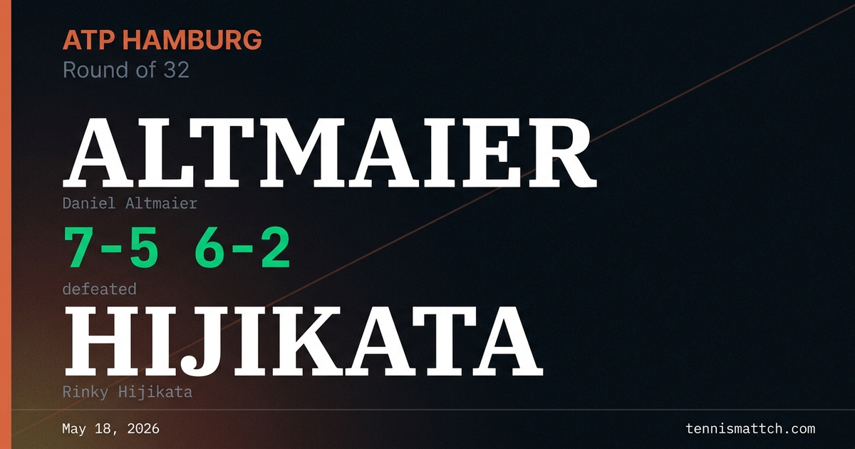 Daniel Altmaier vs Rinky Hijikata — Hamburg 2026
