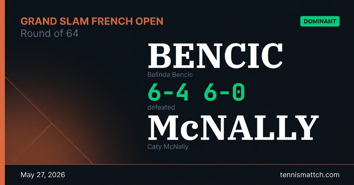 Belinda Bencic vs Caty McNally — French Open 2026