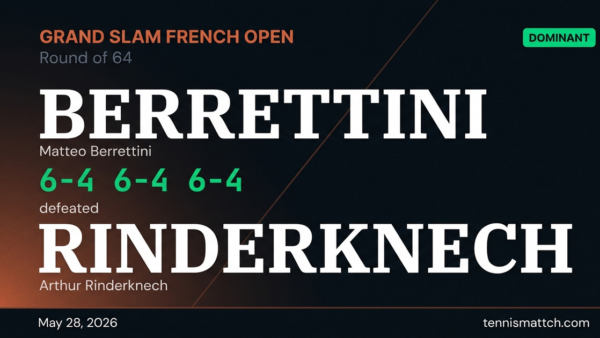 Matteo Berrettini vs Arthur Rinderknech — French Open 2026
