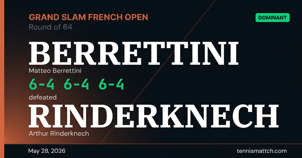Matteo Berrettini vs Arthur Rinderknech — French Open 2026