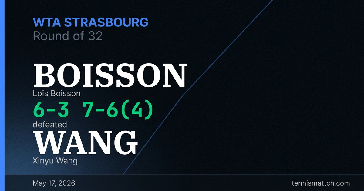 Lois Boisson vs Xinyu Wang — Strasbourg 2026
