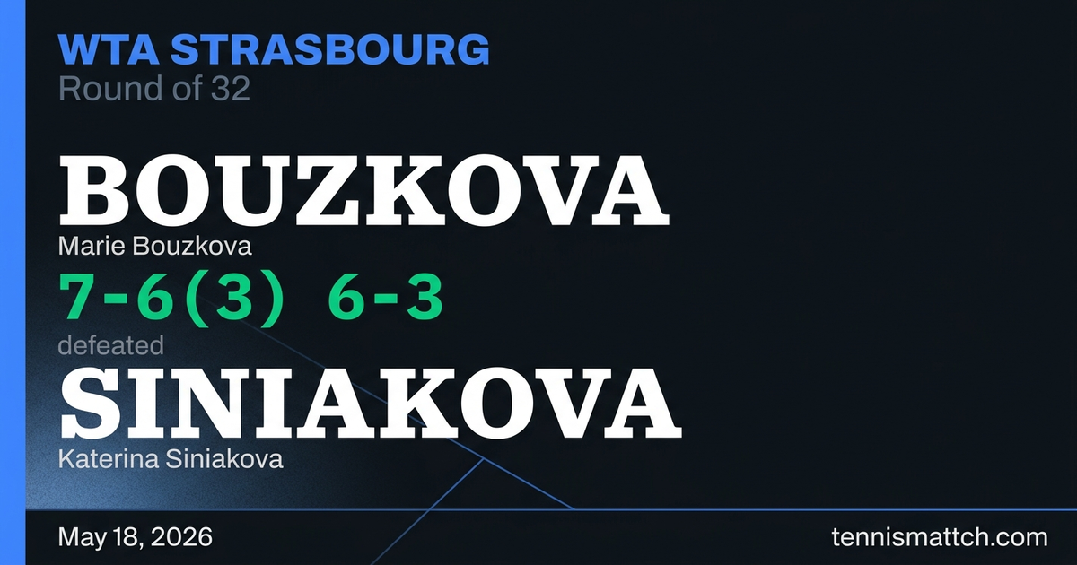 Marie Bouzkova vs Katerina Siniakova — Strasbourg 2026