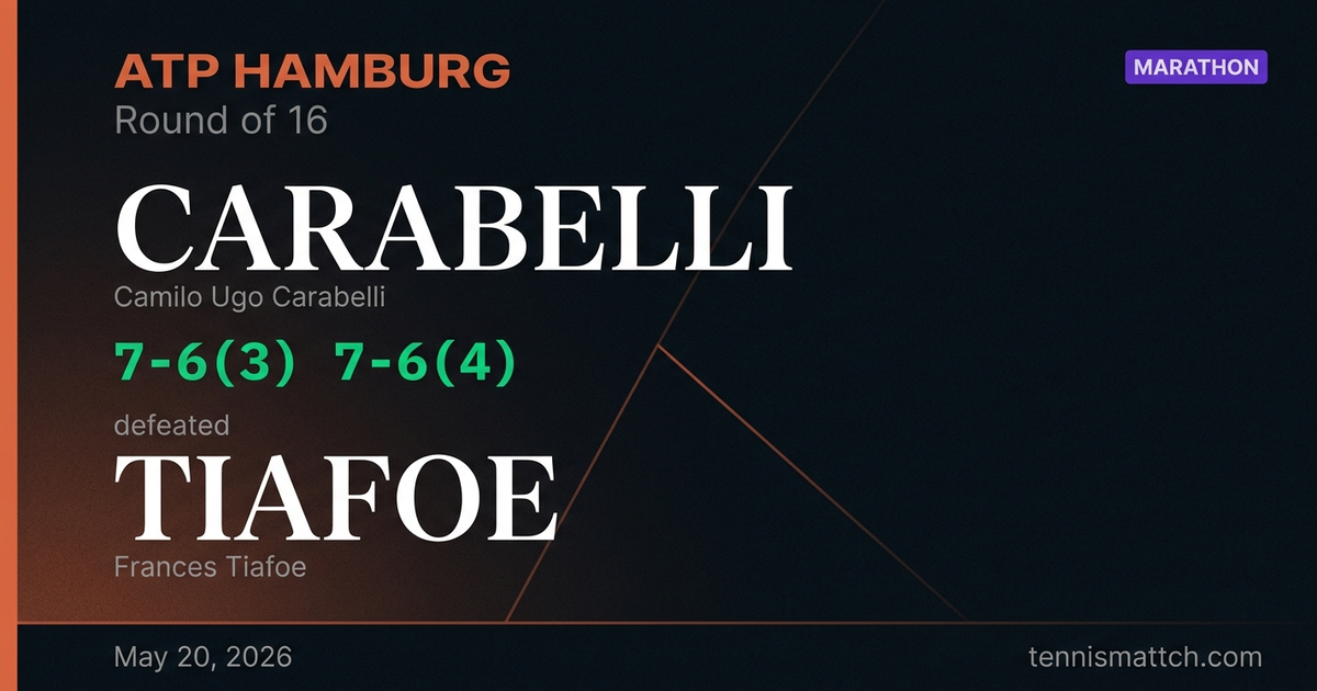 Camilo Ugo Carabelli vs Frances Tiafoe — Hamburg 2026