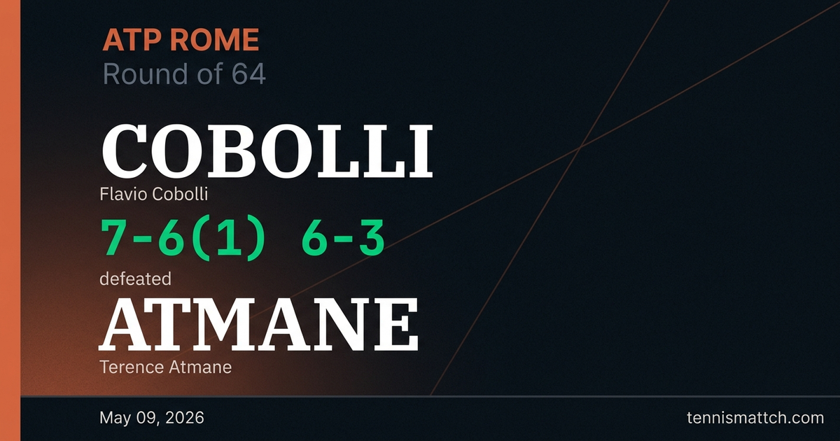 Flavio Cobolli vs Terence Atmane — Rome 2026