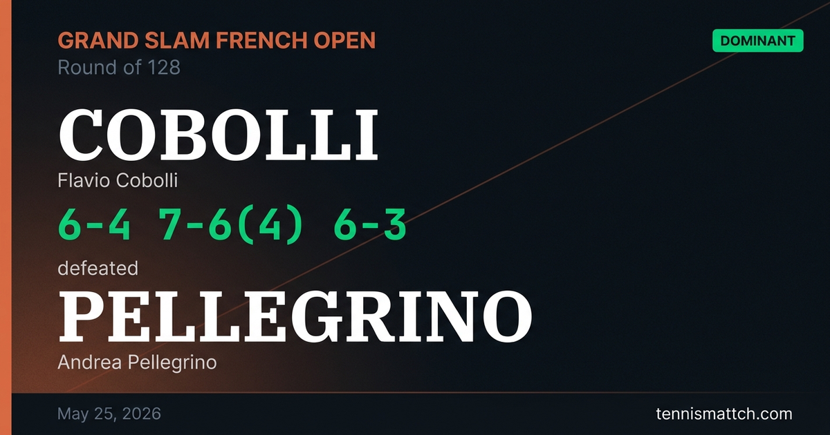 Flavio Cobolli vs Andrea Pellegrino — French Open 2026