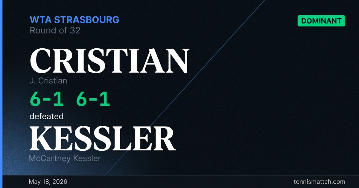 J. Cristian vs McCartney Kessler — Strasbourg 2026