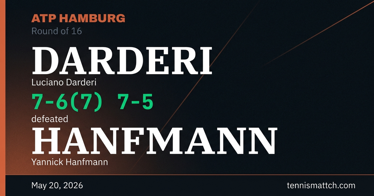 Luciano Darderi vs Yannick Hanfmann — Hamburg 2026