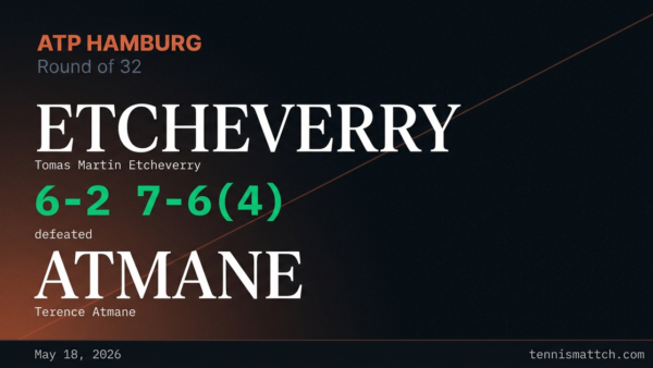 Tomas Martin Etcheverry vs Terence Atmane — Hamburg 2026