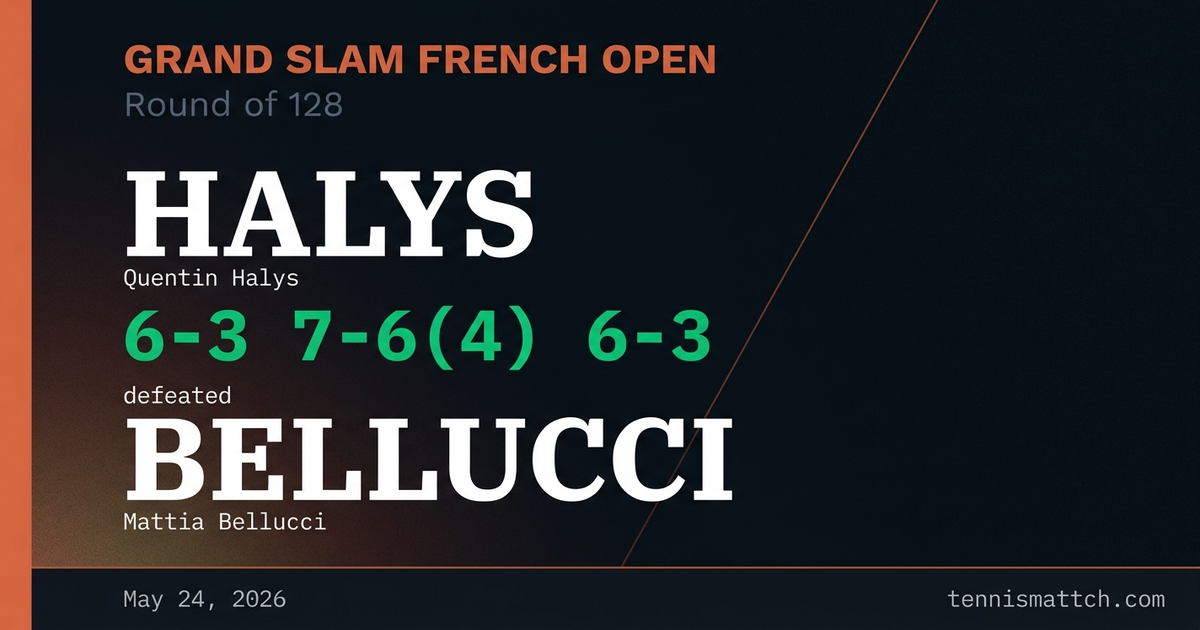 Quentin Halys vs Mattia Bellucci — French Open 2026