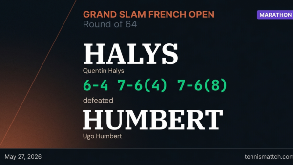 Quentin Halys vs Ugo Humbert — French Open 2026