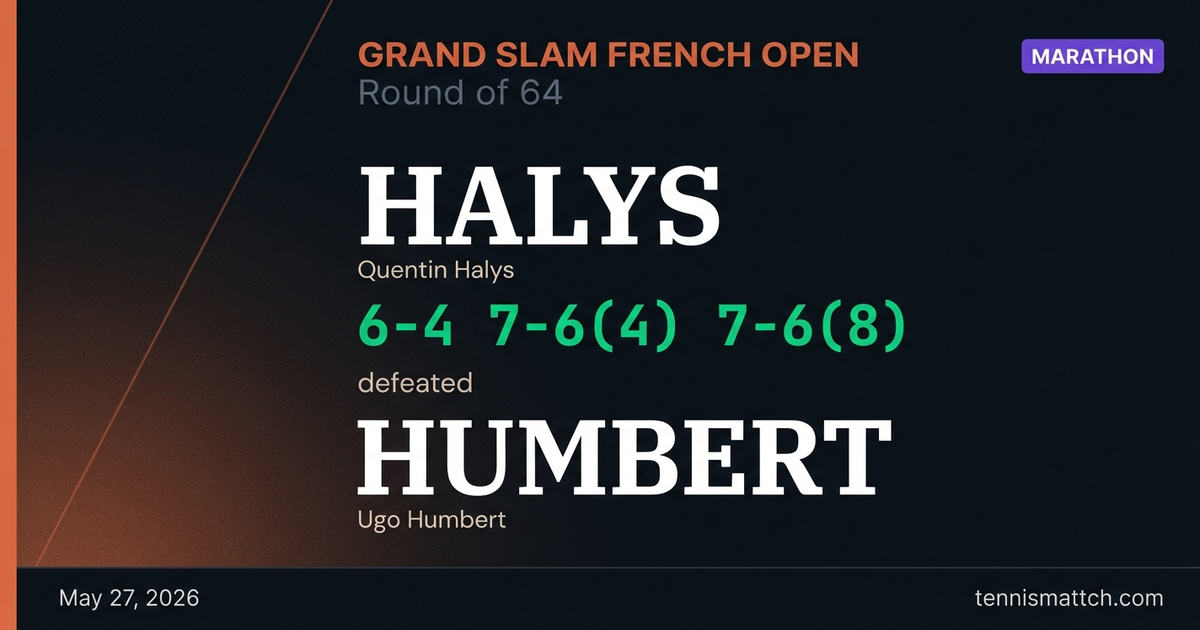Quentin Halys vs Ugo Humbert — French Open 2026