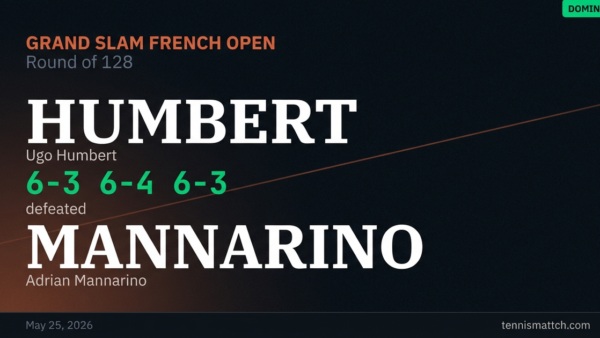 Ugo Humbert vs Adrian Mannarino — French Open 2026