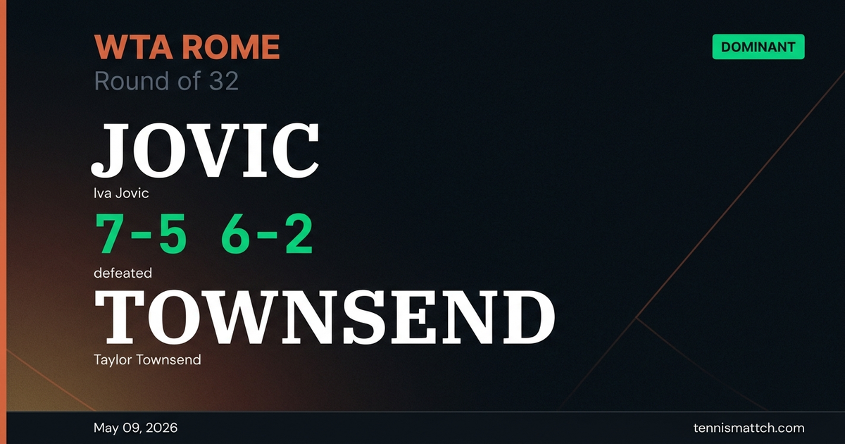 Iva Jovic vs Taylor Townsend — Rome 2026