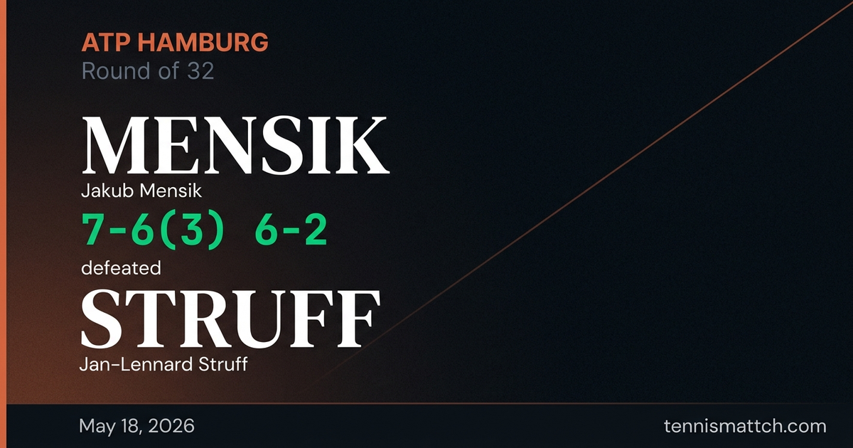 Jakub Mensik vs Jan-Lennard Struff — Hamburg 2026