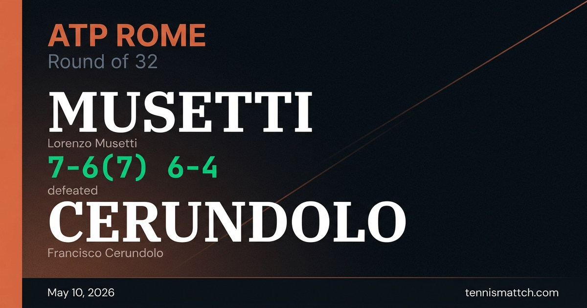 Lorenzo Musetti vs Francisco Cerundolo — Rome 2026