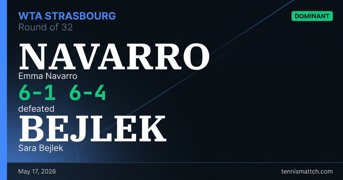 Emma Navarro vs Sara Bejlek — Strasbourg 2026