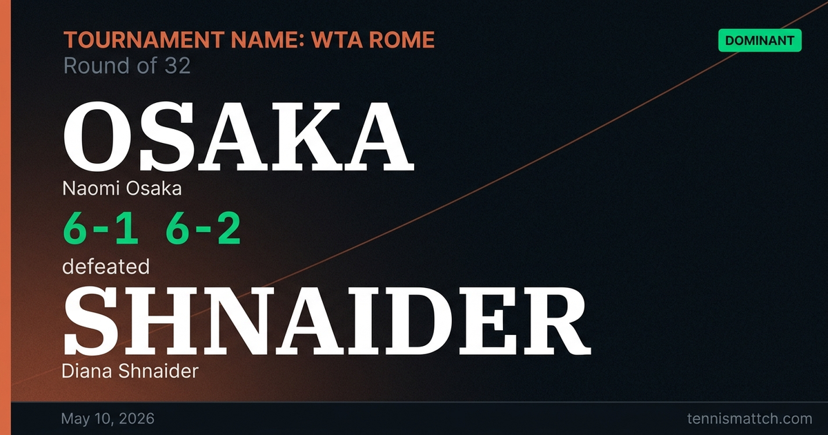 Naomi Osaka vs Diana Shnaider — Rome 2026