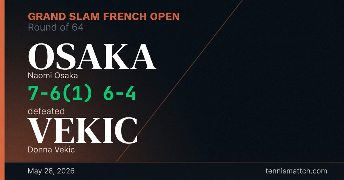 Naomi Osaka vs Donna Vekic — French Open 2026