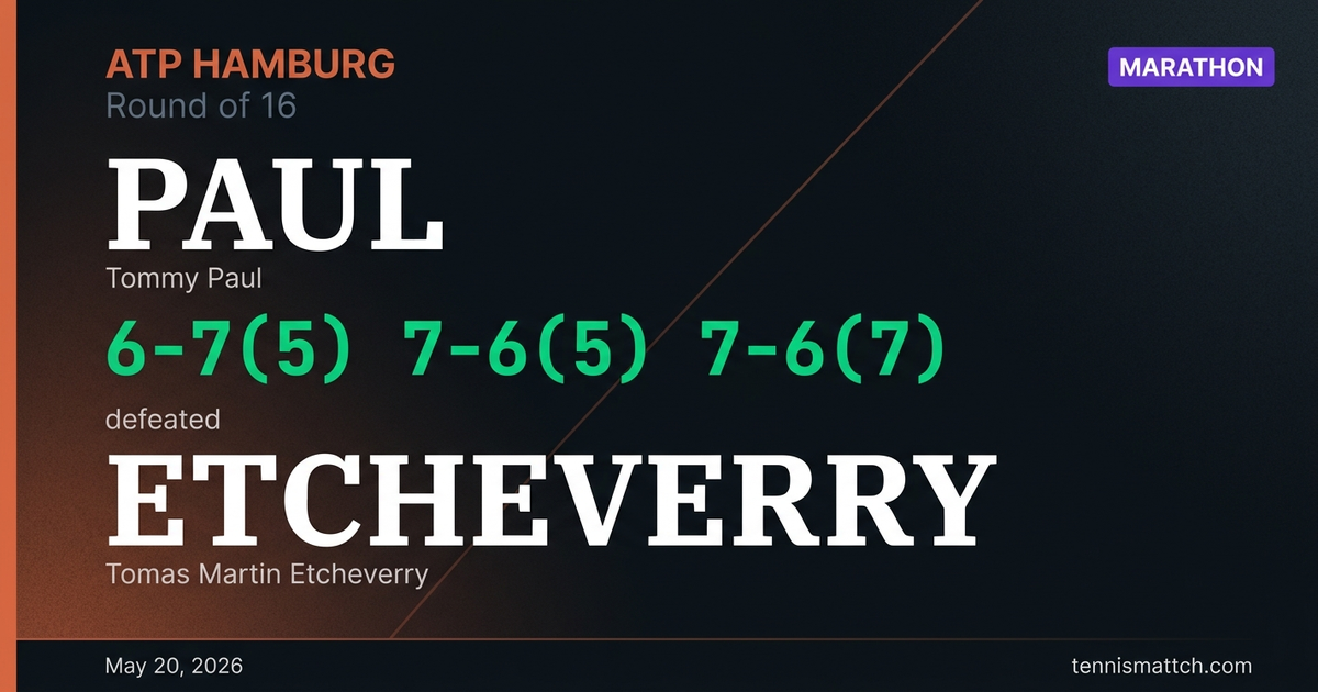 Tommy Paul vs Tomas Martin Etcheverry — Hamburg 2026
