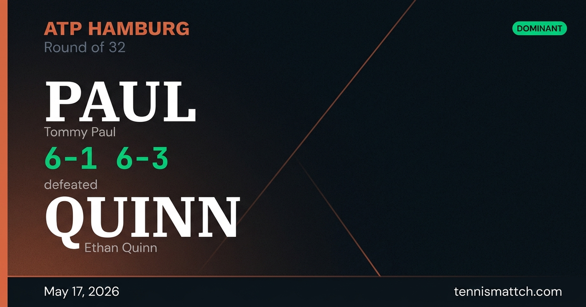 Tommy Paul vs Ethan Quinn — Hamburg 2026