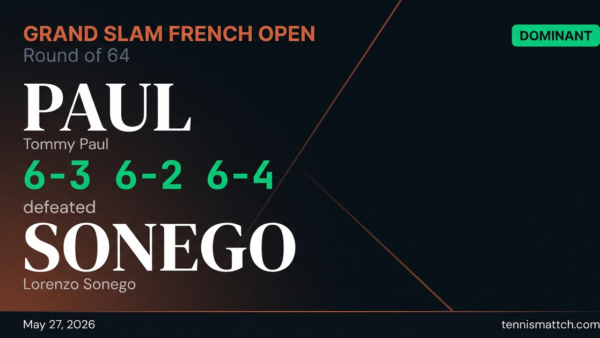 Tommy Paul vs Lorenzo Sonego — French Open 2026