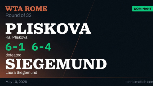 Ka. Pliskova vs Laura Siegemund — Rome 2026
