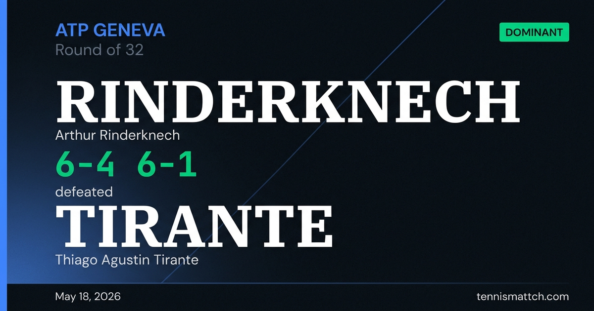 Arthur Rinderknech vs Thiago Agustin Tirante — Geneva 2026