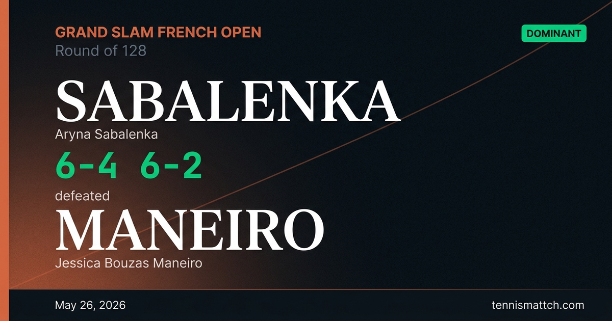 Aryna Sabalenka vs Jessica Bouzas Maneiro — French Open 2026