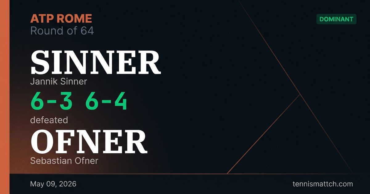 Jannik Sinner vs Sebastian Ofner — Rome 2026