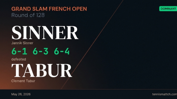 Jannik Sinner vs Clement Tabur — French Open 2026